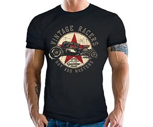 T-shirt Rockabilly Hot Rod : Vintage Racers, Noir , S