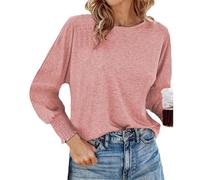 T-shirt rond ample à manches longues pour femme avec perruques de carnaval, rouge, XXL