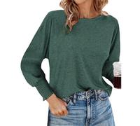 T-shirt rond ample à manches longues pour femme avec perruques de carnaval, vert, M