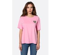T-shirt rose à manches courtes orné d’une broderie cœur
