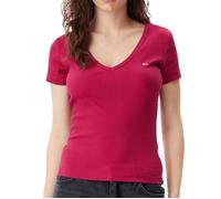 Tommy Jeans Femme Tjw Slim Essential Rib V Dw0dw17385 T-Shirt S/S, Red (Brilliant Berry), S EU