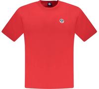 T-shirt rouge stylé à manches courtes pour hommes avec application et col rond, taille : S Couleur : Rosso