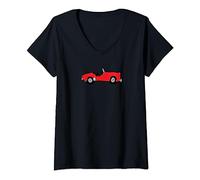 T-shirt rouge Triumph TR3 Cartoon British Car Love T-Shirt avec Col en V