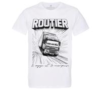 T-Shirt Routier Blanc, Design Camion Poids Lourd, Le Voyage Est La Récompense, Impression Graphique (FR/ES, Alpha/Lettres, 4TG, Taille Normale, Taille Normale, Blanc)