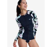 T-shirt Roxy Ls Lycra Zip manches longues bleu marine vert rose femme - L