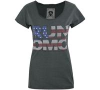 T-shirt Run DMC pour femme Amplified avec design de strass USA NS4563 (XS) (Anthracite)