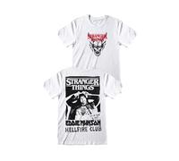 T-shirt Sabor Stranger Things Eddie Munson Hellfire Club Double impression T-shirt adulte unisexe, Blanc cassé, XL