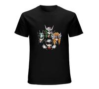 T-Shirt Saint Seiya pour Hommes - Manche Courte, Col Rond, Coton, Sport et Mode - Noir, Taille S