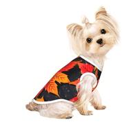 T-shirt sans manches avec imprimé feuilles rouges d'automne pour chiens et chats