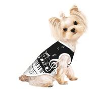 T-shirt sans manches avec touches de piano et notes de musique pour animal de compagnie, vêtement d'intérieur et d'extérieur, tenue quotidienne, débardeur de fête