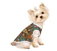 T-shirt sans manches coloré imprimé crânes en sucre pour animal de compagnie, vêtements d'intérieur et d'extérieur, tenue quotidienne, débardeur de fête