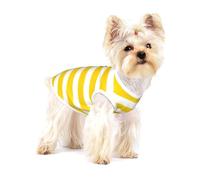 T-shirt sans manches en coton à rayures jaune citron pour chien T-shirt pour animal de compagnie T-shirt léger imprimé pour petit