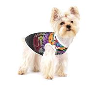 T-shirt sans manches en coton doux imprimé graffiti hip-hop pour petit chien