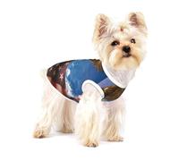 T-shirt sans manches en coton imprimé pour chien Motif drapeau américain
