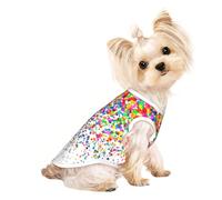 T-shirt sans manches imprimé à pois colorés pour chiens et chats pour une utilisation en intérieur et en extérieur