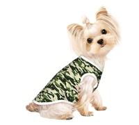 T-shirt sans manches imprimé camouflage vert pour animal de compagnie, vêtements d'intérieur et d'extérieur, tenue quotidienne, débardeur de fête