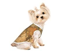 T-shirt sans manches imprimé carte du monde pour petit chiot, chaton, intérieur et extérieur