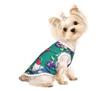 T-shirt sans manches imprimé colibris avec broderie florale pour chiens et chats