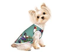 T-shirt sans manches imprimé colibris avec motifs de fleurs et de colibris pour chiens et chats