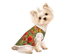 T-shirt sans manches imprimé coquelicot pour animal de compagnie, vêtements d'intérieur et d'extérieur, tenue quotidienne, débardeur de fête