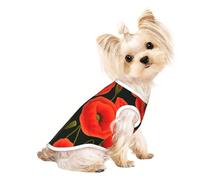 T-shirt sans manches imprimé coquelicot pour animal de compagnie, vêtements d'intérieur et d'extérieur, tenue quotidienne, débardeur de fête