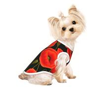 T-shirt sans manches imprimé coquelicots pour chiens et chats