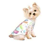 T-shirt sans manches imprimé cupcakes beignets muffins sucre pour chiens chats vêtements tendance pour intérieur et extérieur