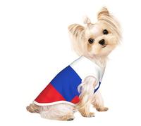 T-shirt sans manches imprimé drapeau russe pour chiens et chats Vêtements tendance pour intérieur et extérieur
