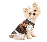 T-shirt sans manches imprimé en cuir de vachette marron pour animal de compagnie, vêtements d'intérieur et d'extérieur, tenue quotidienne, débardeur de fête