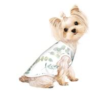 T-shirt sans manches imprimé feuilles d'eucalyptus pour animal de compagnie, vêtements d'intérieur et d'extérieur, tenue quotidienne, débardeur de fête