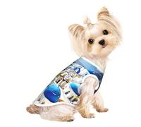 T-shirt sans manches imprimé île grecque avec vue sur la mer pour chiens et chats - Vêtements tendance pour intérieur et extérieur