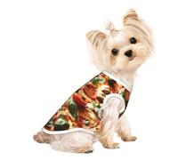 T-shirt sans manches imprimé pizza pepperoni 3D pour chiens et chats - Doux et extensible - Pour l'intérieur et l'extérieur