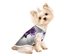 T-shirt sans manches imprimé rose violet et tête de mort pour chiens et chats