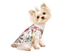 T-shirt sans manches pour animal de compagnie avec imprimé de feuilles de fleurs, vêtements d'intérieur et d'extérieur, tenue quotidienne, débardeur de fête