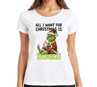T-shirt sarcastique pour femme avec inscription « All I Want for Christmas is Ruhe Weihnachtsgrinch », Blanc., S