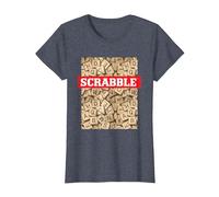 T-Shirt Scrabble Tiles, Plusieurs Tailles et Couleurs T-Shirt, Femme, Bleu Chiné, L