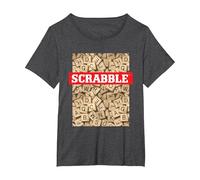 T-Shirt Scrabble Tiles, Plusieurs Tailles et Couleurs T-Shirt, Femme Grandes Tailles, Chiné Foncé, 2X