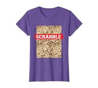 T-Shirt Scrabble Tiles, Plusieurs Tailles et Couleurs T-Shirt, Femme, Violet Chiné, L