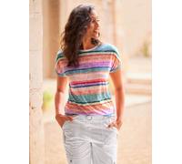 T-shirt séduisant motif à rayures - Best Connection - rose flamant-jade à rayures fines ROSE FLAMANT-JADE À RAYURES FINES 46