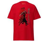 T-shirt Shadow Warrior - T-shirt japonais Samurai Shinobi Esthétique pour les joueurs - Design féodal inspiré du Japon pour les fans de l'univers Shadow Creed, Rouge, XL