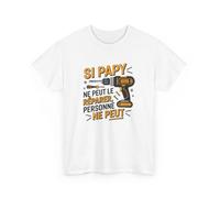 T-shirt “Si Papy ne peut le réparer, personne ne peut” - Cadeau humour bricolage pour super grand-père : Couleur - White, Taille S