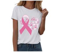 T-shirt significatif pour femme - Haut confortable - Imprimé graphique - Col rond - Manches courtes - Motif nœud - Inscription charité - Été pour faire des dons, Stil-o09 Blanc, XXL