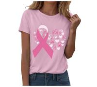 T-shirt significatif pour femme - Haut confortable - Imprimé graphique - Col rond - Manches courtes - Motif nœud - Inscription charité - Été pour faire des dons, Stil-o06 Rose, XXL