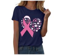 T-shirt significatif pour femme - Haut confortable - Imprimé graphique - Col rond - Manches courtes - Motif nœud - Inscription charité - Été pour faire des dons, Stil-o05 Bleu marine, XXL