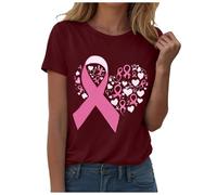 T-shirt significatif pour femme - Haut confortable - Imprimé graphique - Col rond - Manches courtes - Motif nœud - Inscription charité - Été pour faire des dons, Stil-o08 Rouge, M
