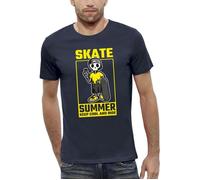 T-shirt SKATE SUMMER - Squelette avec un skateboard - PIXEL EVOLUTION - Homme L