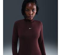 T-shirt slim à manches longues et col montant Nike Chill Knit pour femme Burgundy Crush/Sail XL (FR 50-52)