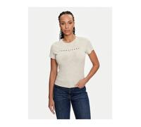 T-shirt slim fit logo relief - Tommy Jeans - Femme - Beige - Manches courtes XS