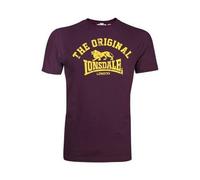 T-Shirt Slim Fit - Lonsdale - Bordeaux Ancien - 98% Coton - Manches Courtes - Col Arrondi XL