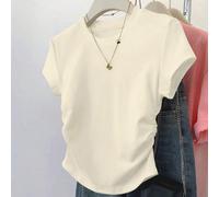 T-shirt slim taille apricot pour femmes, convient pour le retour à l'école, le bureau et la maison L,M,S,XL,XSUnicoloreTissu tricoté